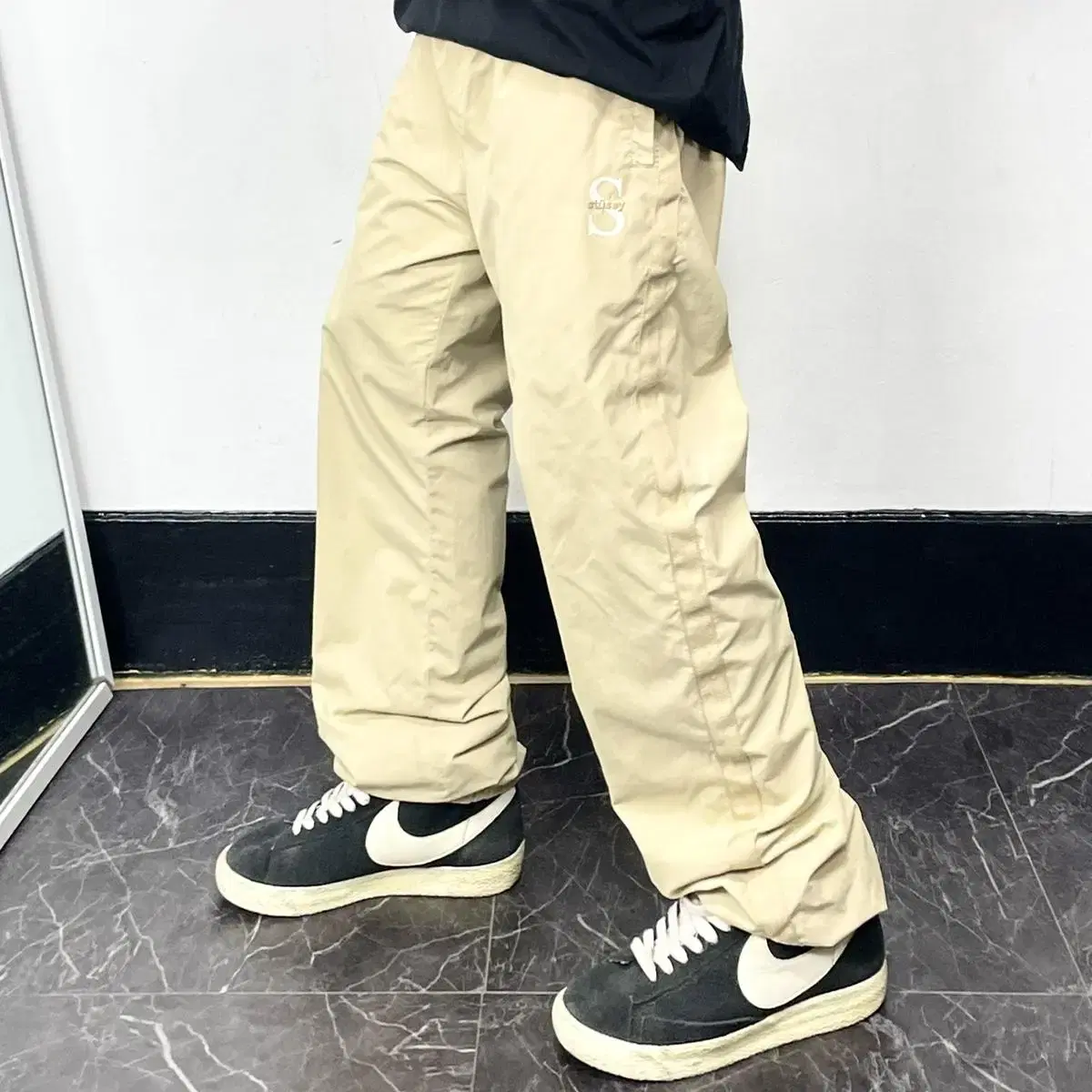 Stussy Logo Side Piping Polyester Wide Track Pants