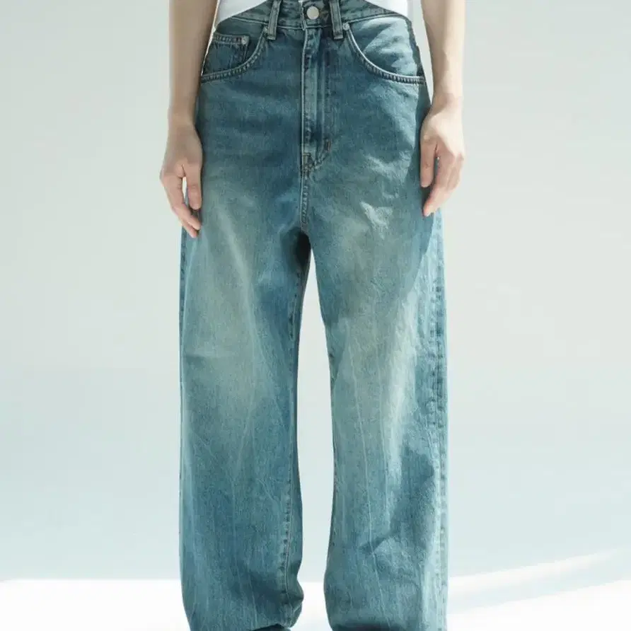 라벨아카이브 데님팬츠 new baggy jeans mid blue was