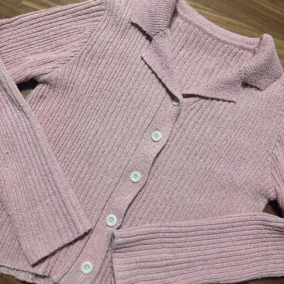 시엔느 가디건 Victor Ribbed Cardigan 핑크