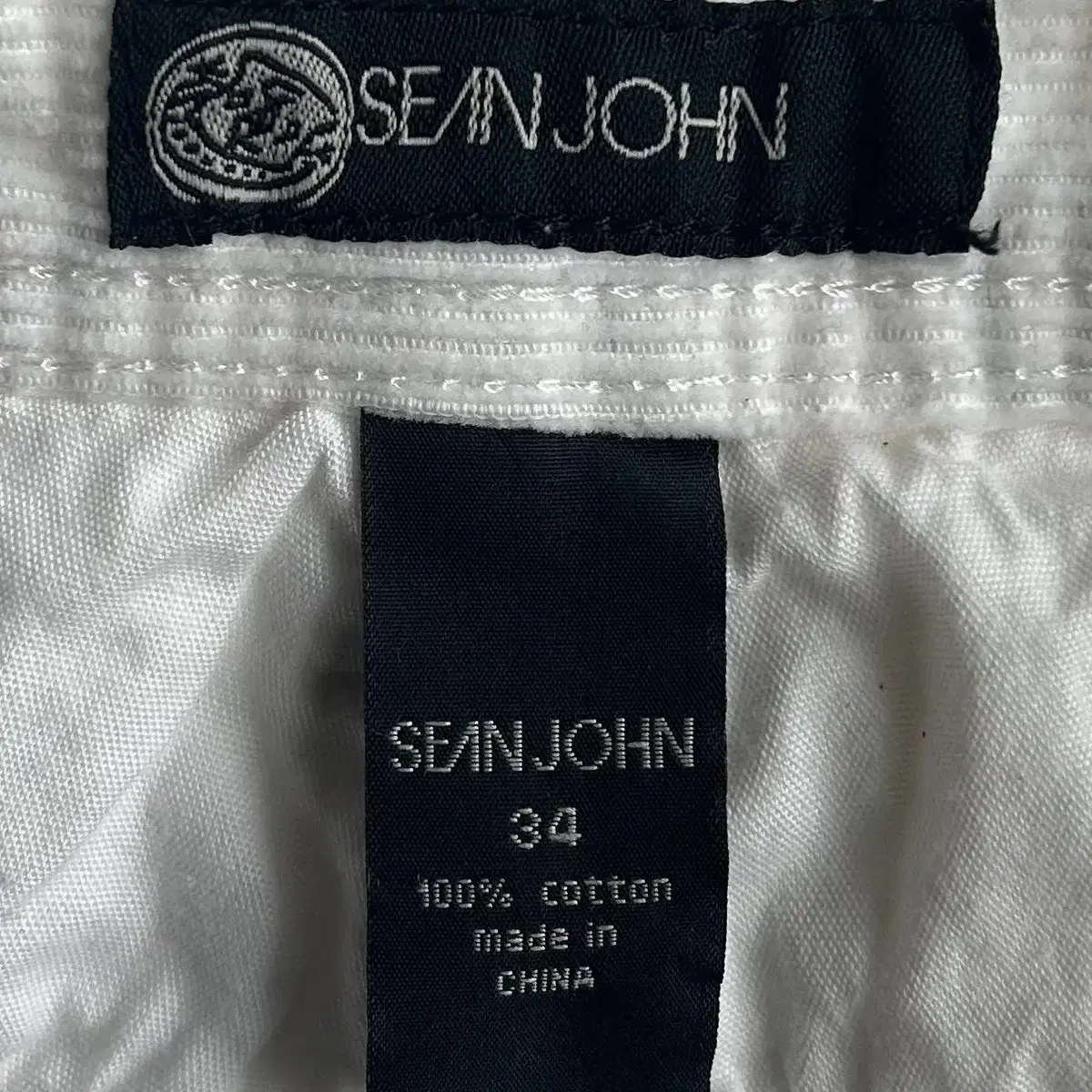 Sean John 화이트 코듀로이 멀티 포켓 와이드 카고 팬츠