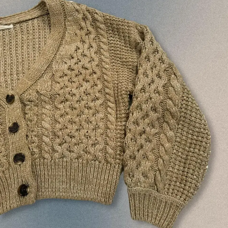 vintage brown cable crop cardigan