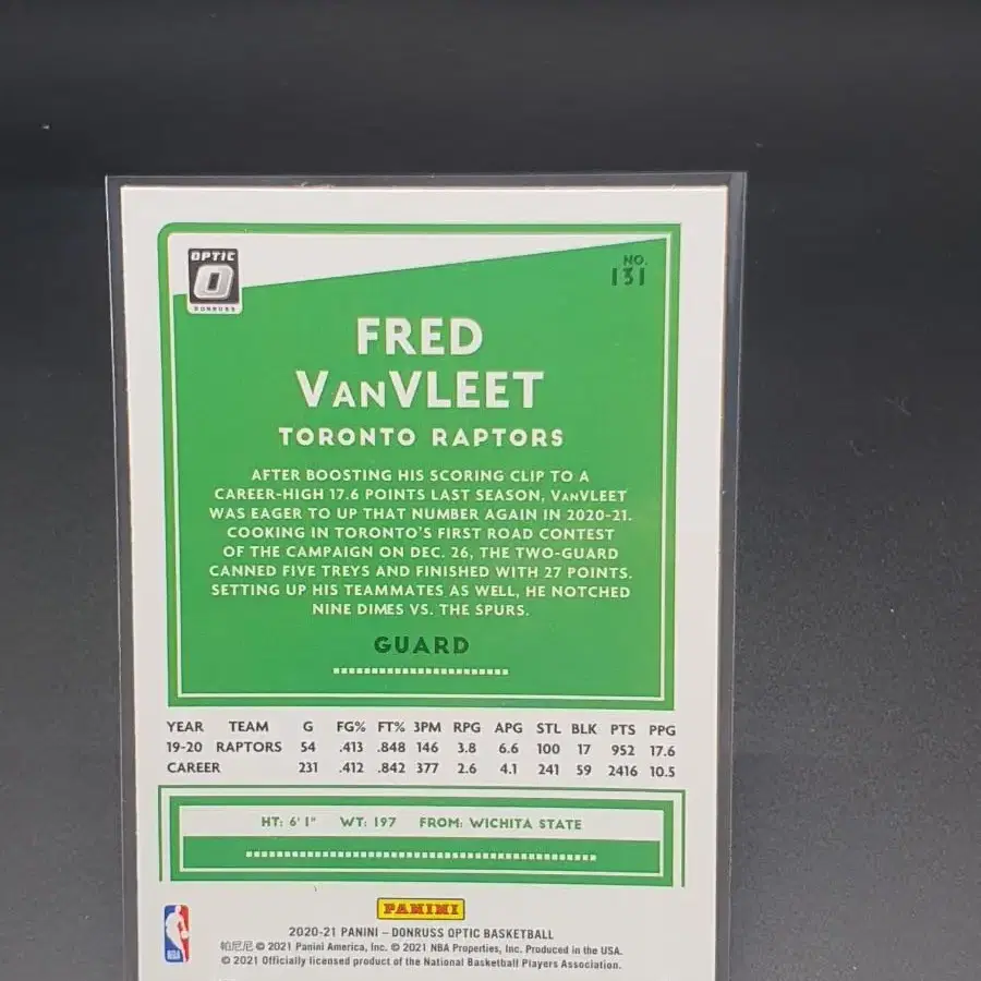 NBA카드 프레드반블릿 토론토랩터스 가드  Fred vanvleet 농구