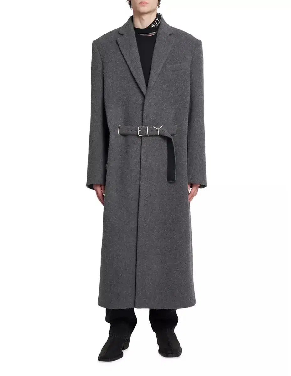 YProjects / LogoBelted brushed wool coat / L