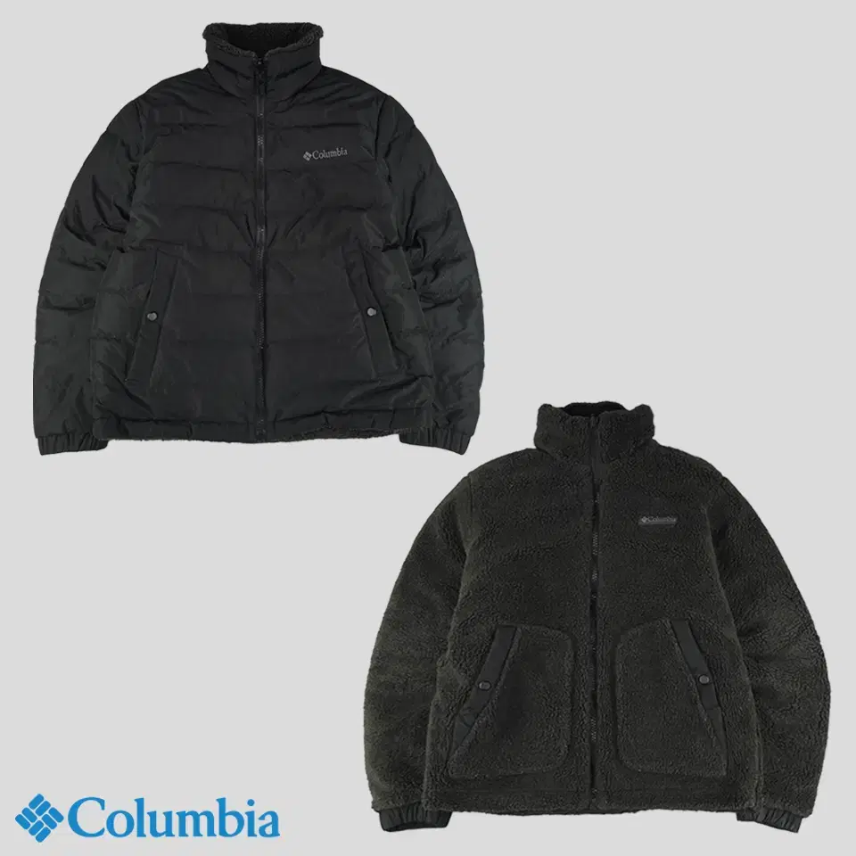 Columbia Columbia Black Dark Khaki Reversible Fleece Furry Duck Down Duck Pad