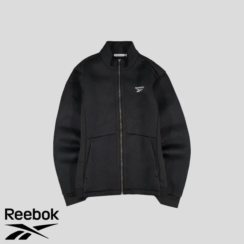 Reebok Classic Black Embroidered Poly Mesh Performance Tracktop Zip-Up Jersey M