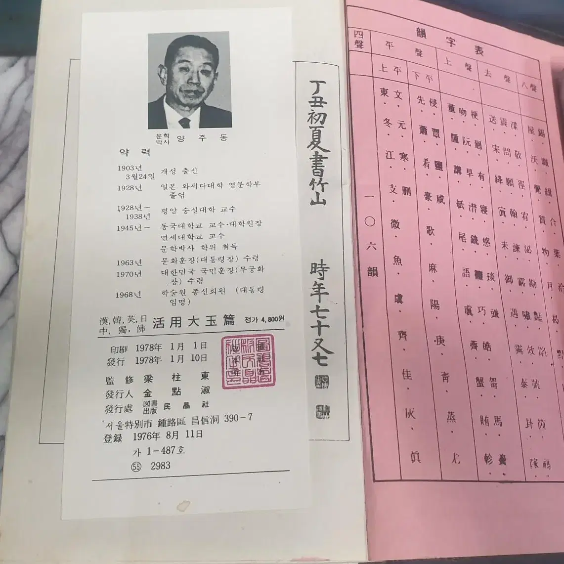 (골동품) 1978년 발행 양주동 "활용 대옥편"