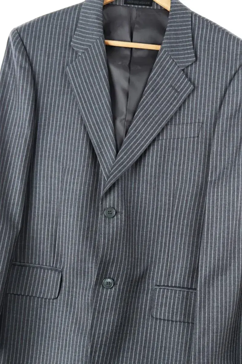 (M) Armani Suit jacket blazer gray wool stripes - ABCF