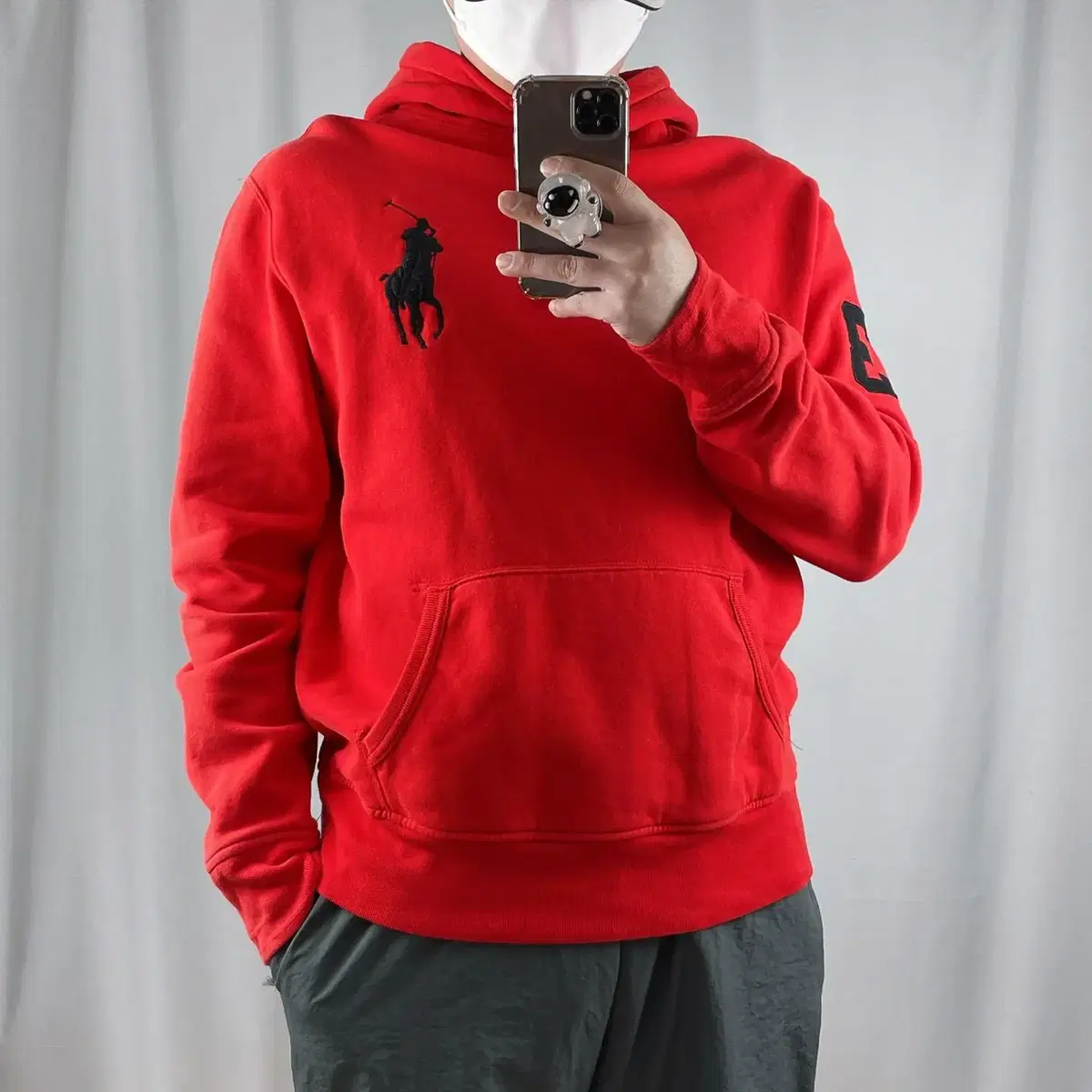 Polo Red Brushed Hoodie L .240215