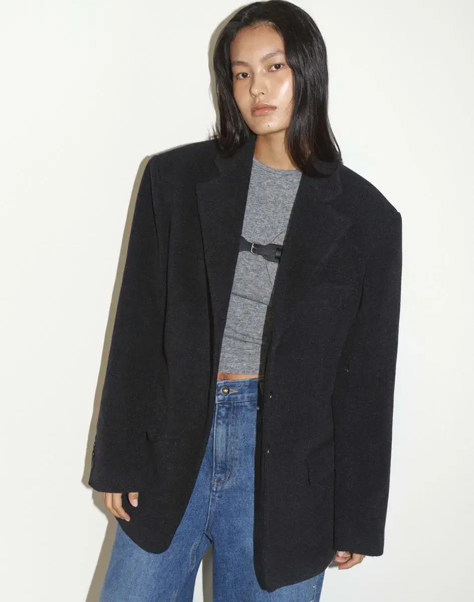 polysooem polysooem WOOL HALF COAT (BLACK)