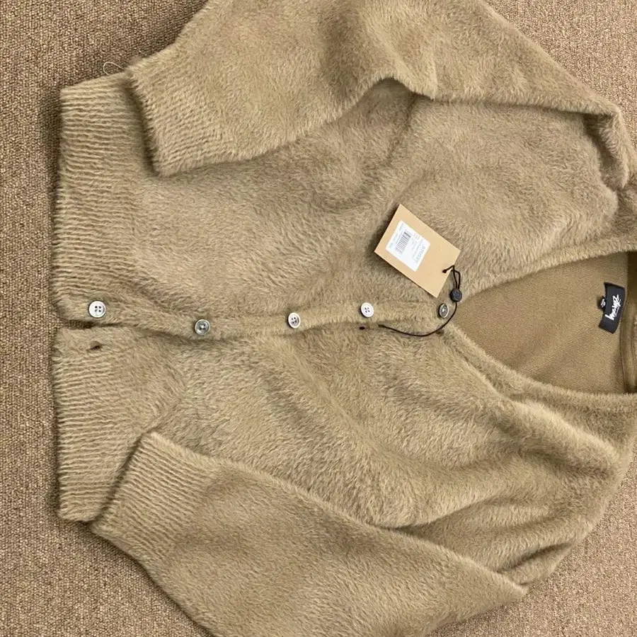 [XL] Stussy shaggy 모헤어 cardigan brown