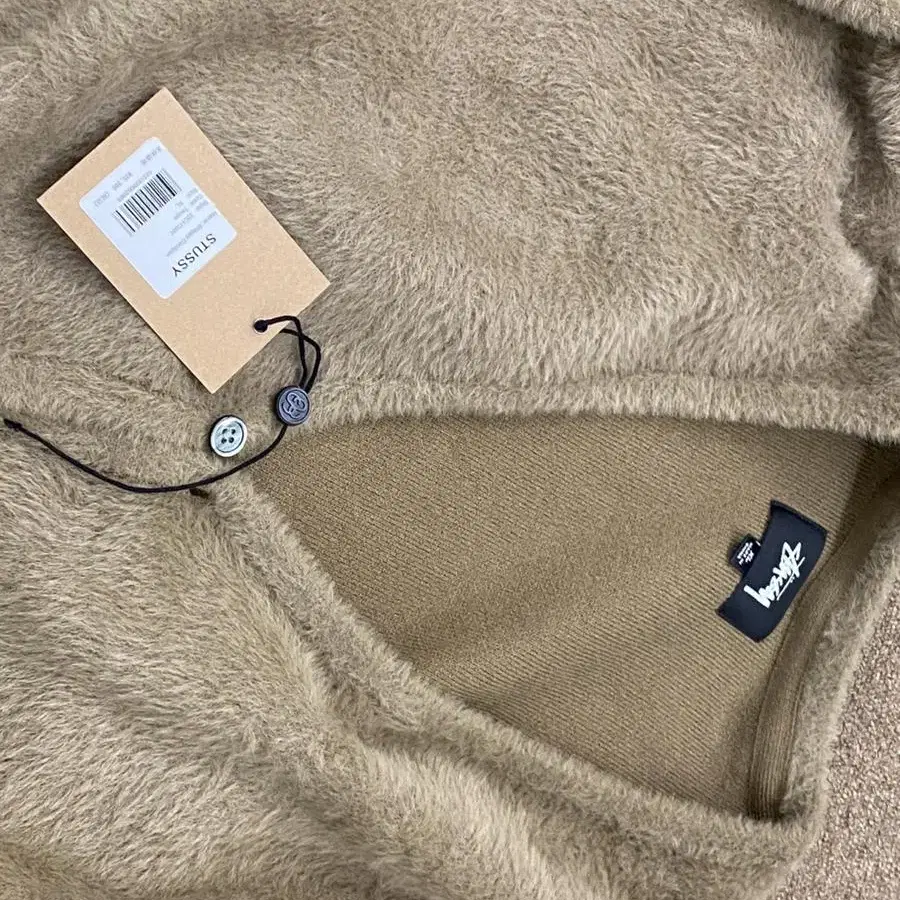 [XL] Stussy shaggy 모헤어 cardigan brown