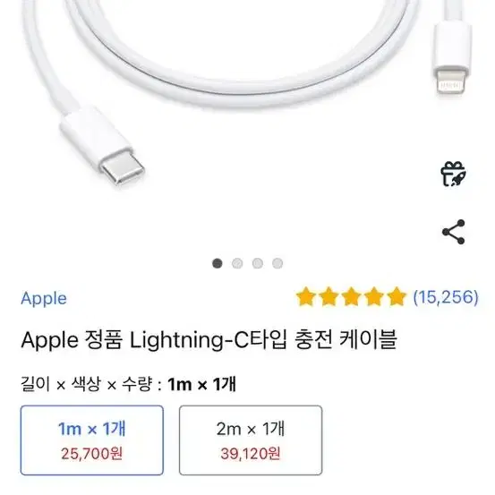 Apple 정품 Lightning-C타입 충전 케이블