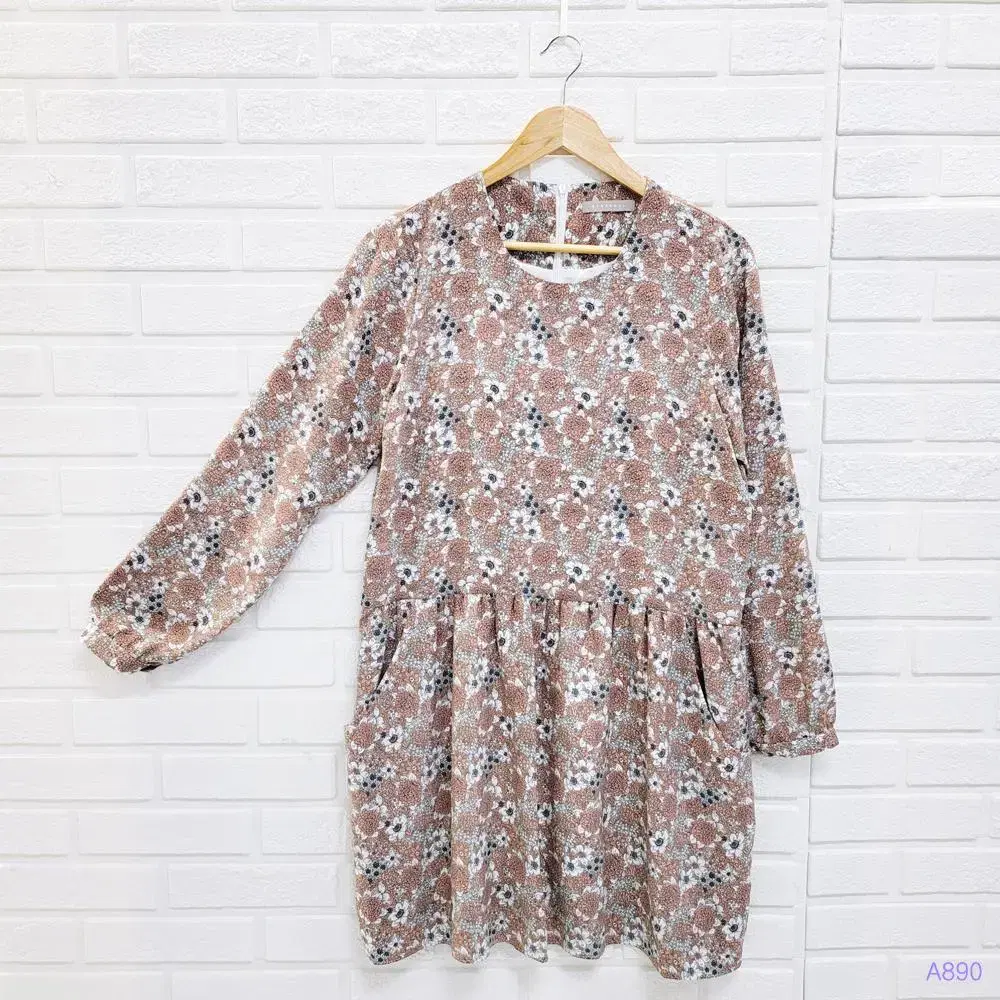 (Free~66 sizes) Antique Flower Pocket ONEPIECE (A890)