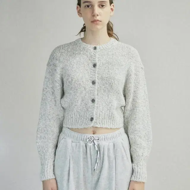 다이애그널 가디건 MIXED BOUCLE KNIT CARDIGAN