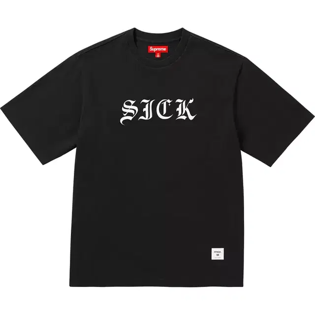 정품 S,M,L,XL,2XL 슈프림 식 숏슬리브 탑 블랙 24SS