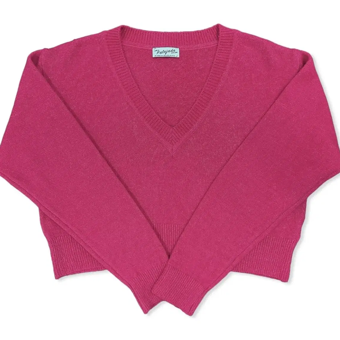 페일제이드 V-neck Cropped Knit,딥 브이넥 크롭니트 핫핑크