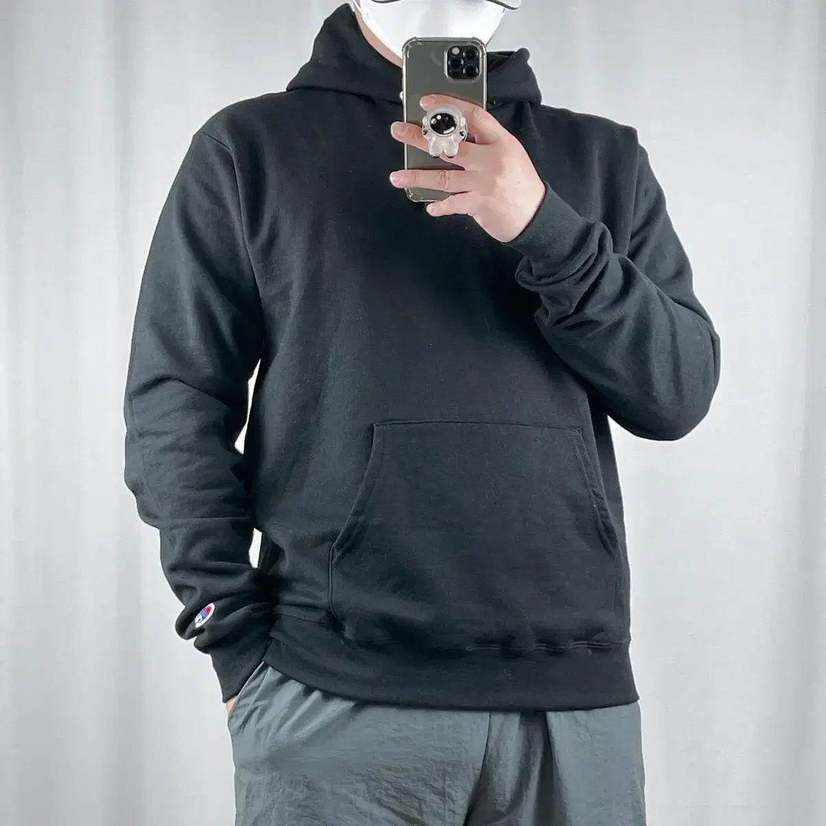 Champion Brushed Black Hoodie M .240217