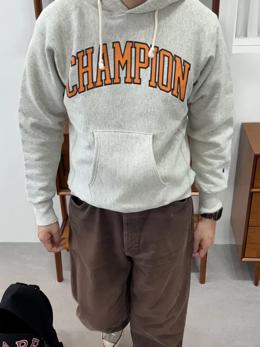 Champion Reverse Weave USA Japan RedTac L Gray Hoodie