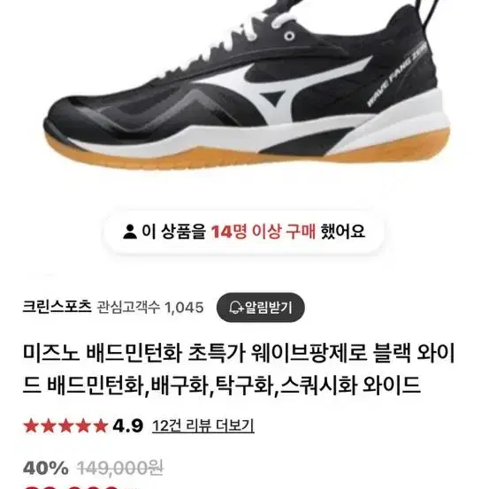 미즈노 웨이브팡제로 배구화 245