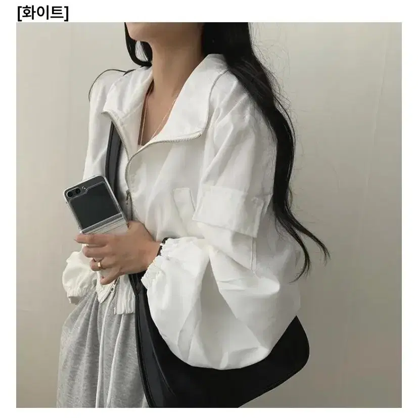 오토 투웨이 크롭 점퍼 자켓