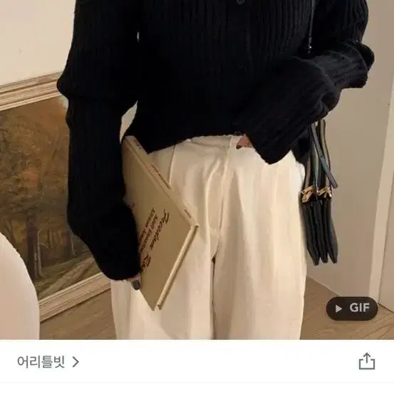 어리틀빗 스퀘어 퍼프 카디건 핑크