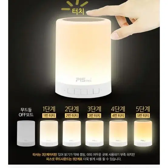 (새상품) 피스넷 스마트 터치 Led 무드등 블루투스 스피커