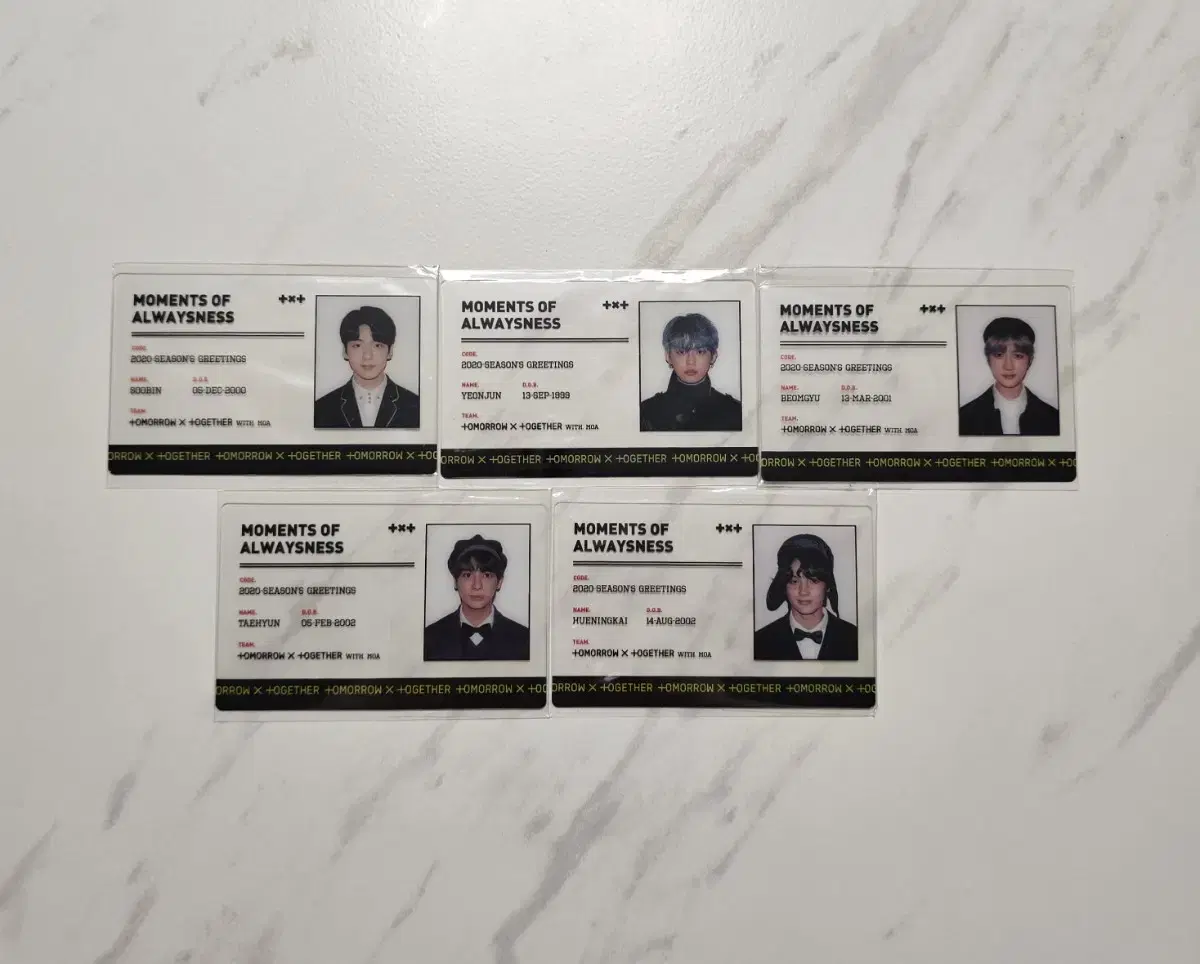 [unsealed] txt 2020 Soobin Yeonjun Beomgyu Taehyun Hooning season's greetings seasons greetings ID card