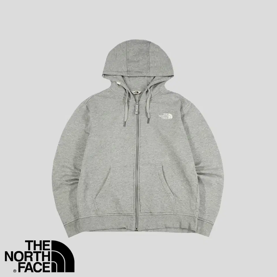 The North Face White Label Melange Gray White Embroidered Logo Cotton Blend Sweat Hoodie