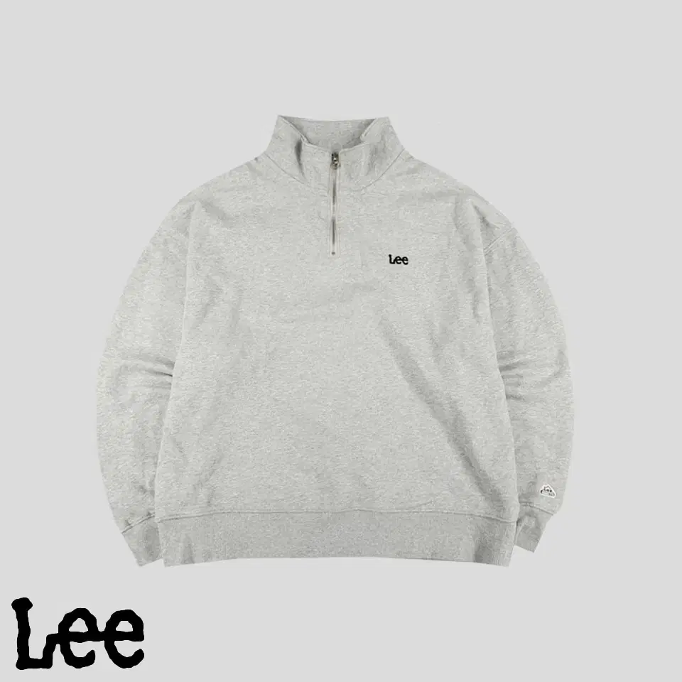 LEE Lee grey black logo embroidered patch cotton-blend half zip up half zip up overalls momo