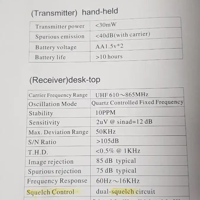 Erzhen U-F4000 UHF무선 마이크 시스템.( 리시버. 마이트)