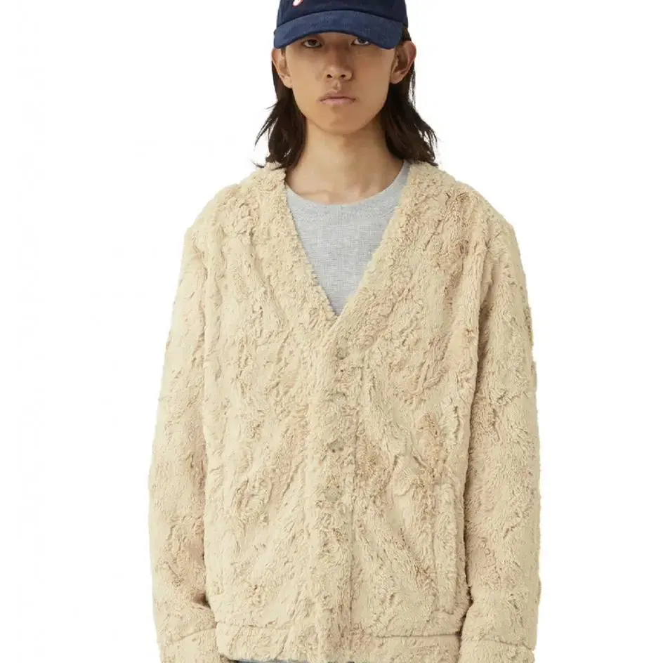 예스아이씨 Faux Fur Cardigan Beige