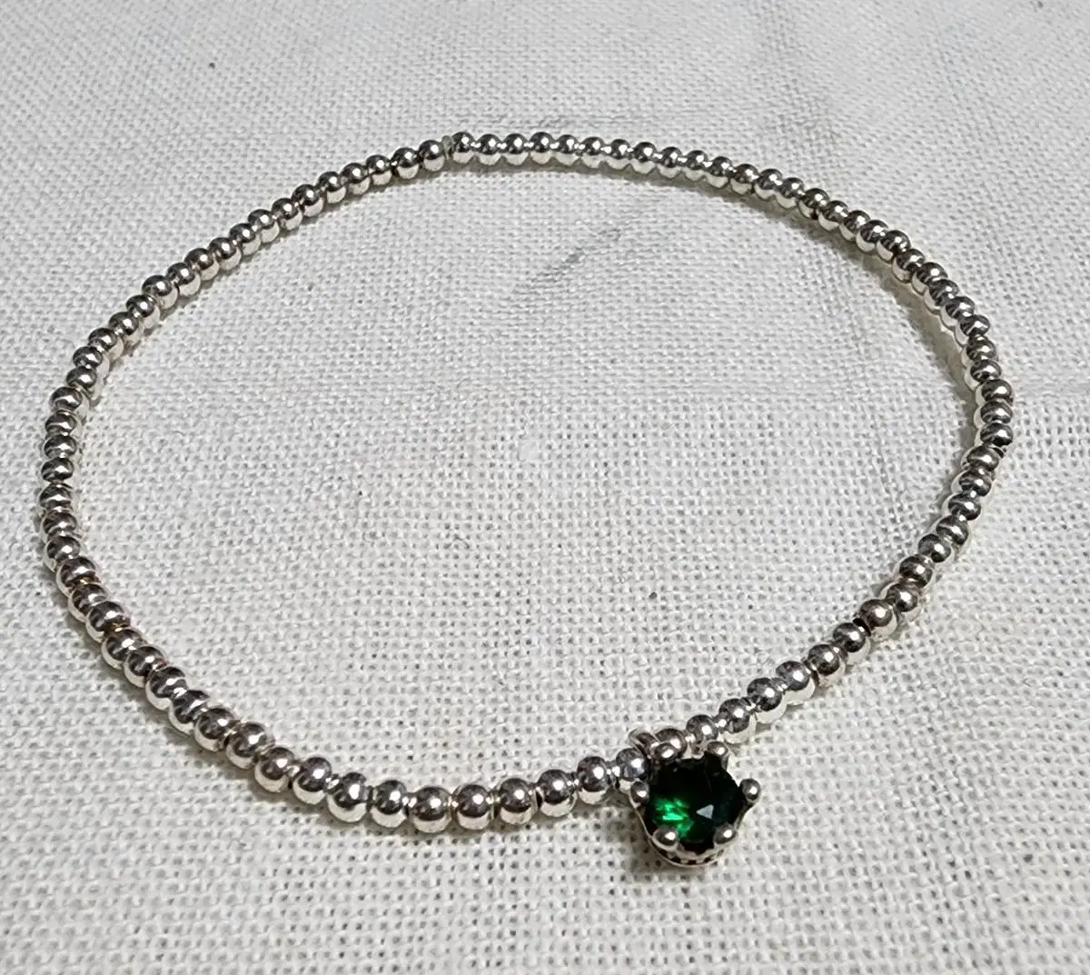 krystal, handmade, crown pendant, silver bangle (925 silver), green may