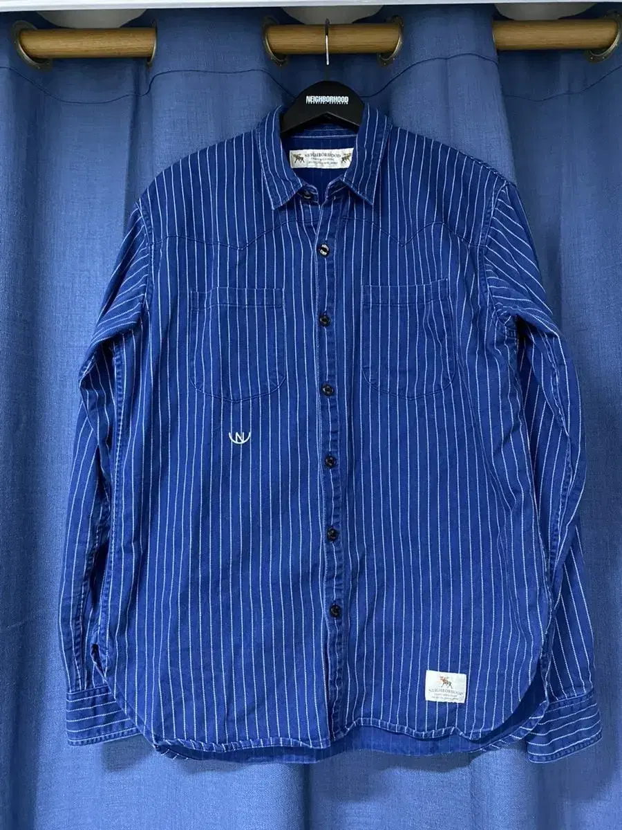 Neighborhood Hooded Stripe Indigo Western Shirt