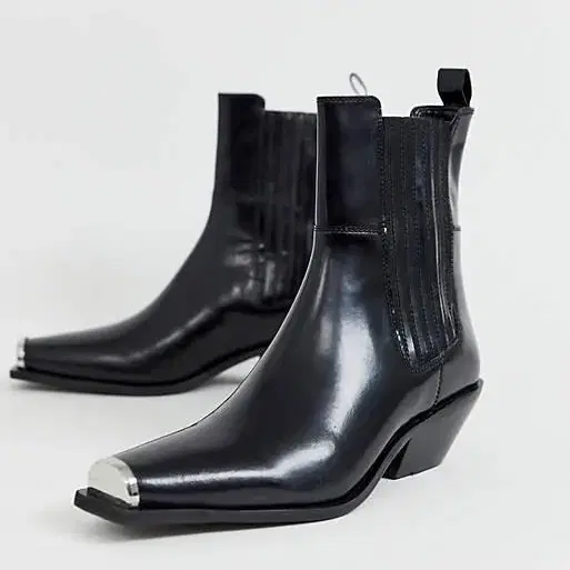 asos 메탈 토 웨스턴 앵클부츠 metal toe western