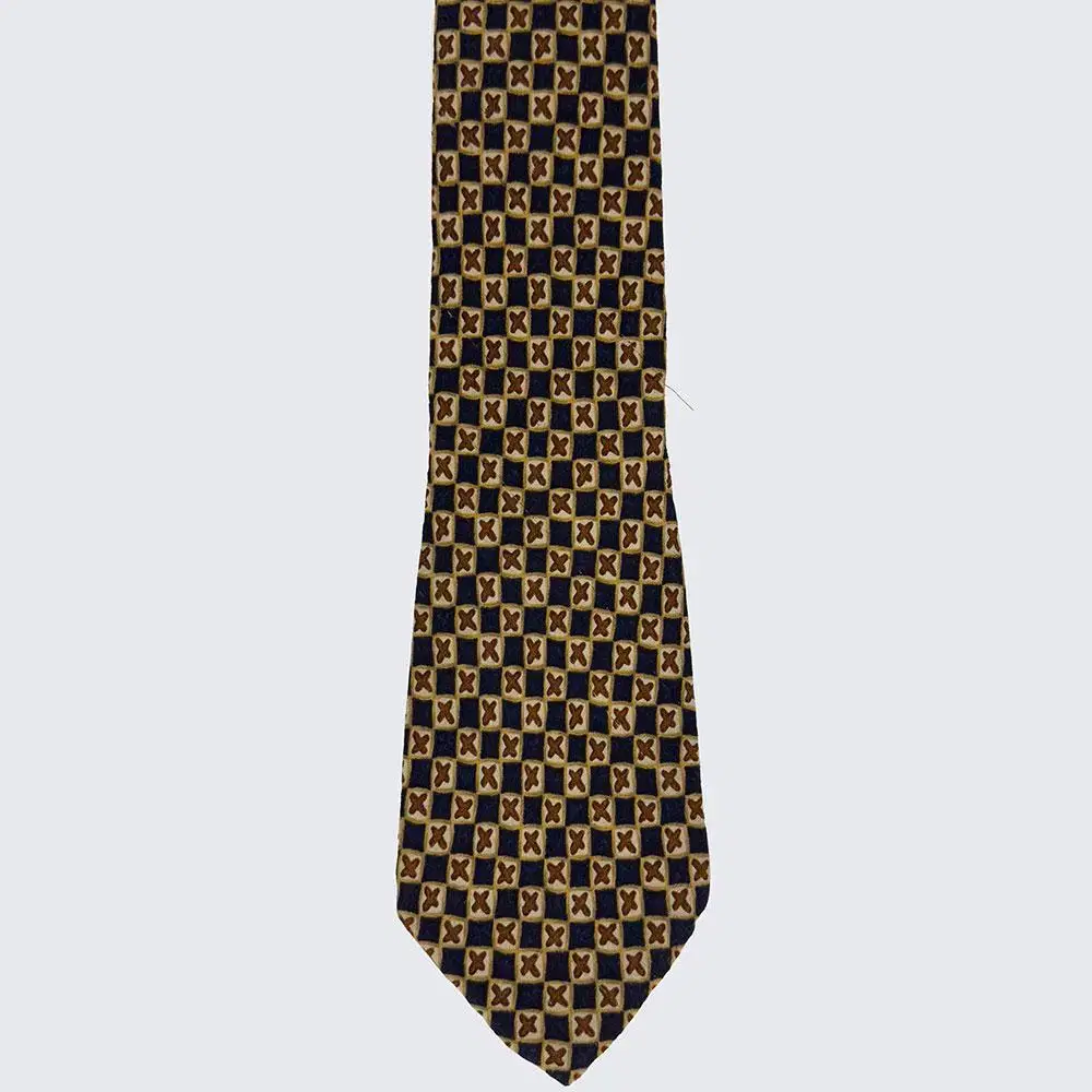 Ermenegildo Zegna Geometric Pattern Tie Silk Dog Vintage Classic (19706)