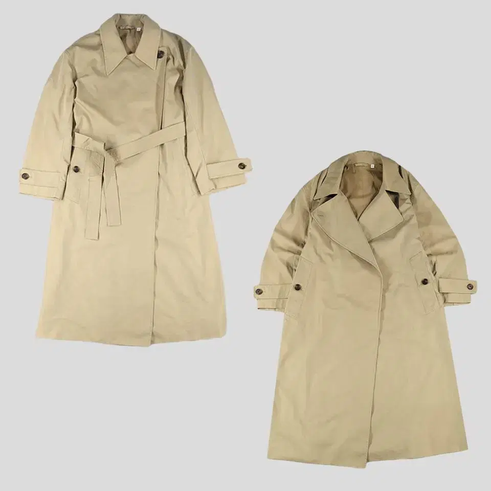 Uniqlo Beige cotton-blend belted long coat trench coat M