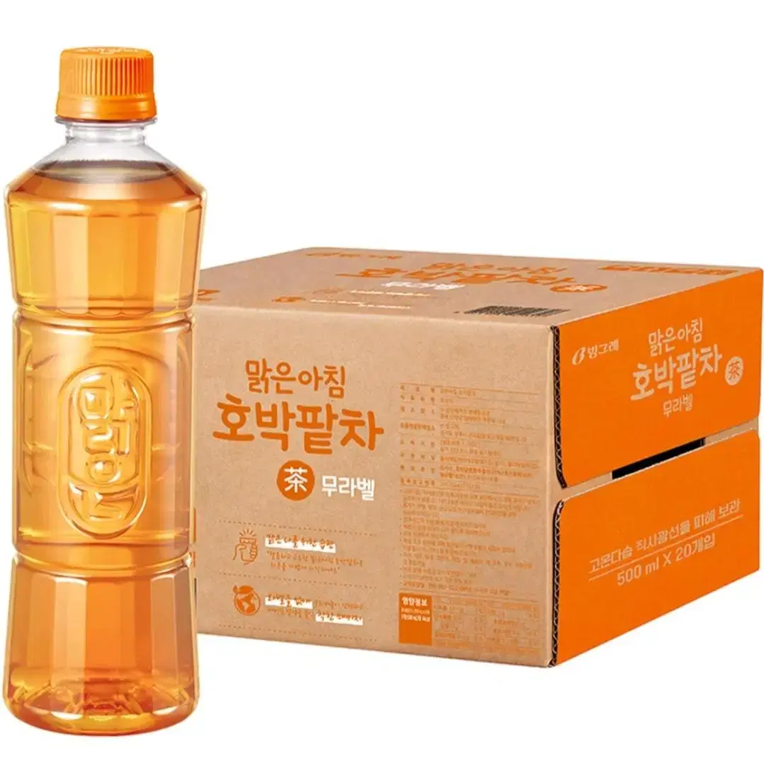 빙그레 맑은아침 호박팥차 무라벨 500ml 20개 제로 0칼로리 특가