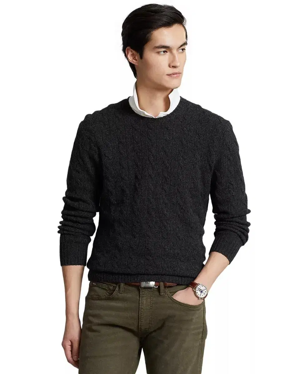 (Unsealed) Polo Ralph Lauren wool cashmere cable sweater knit size L for sale