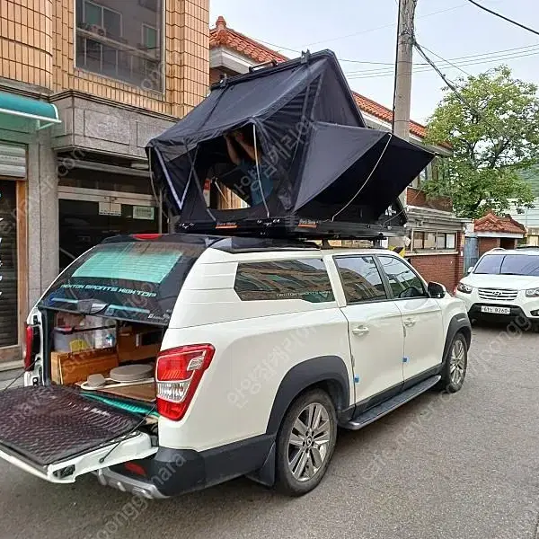 가성비 블랙스톤 삼각형 루프탑텐트 2~3인용+확장어넥스 초특가 장착