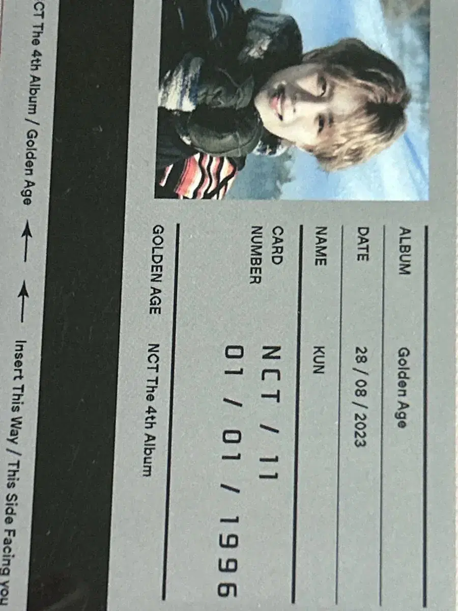 Golden E.J. nct Group Weights kun photocard wts Transportation Card