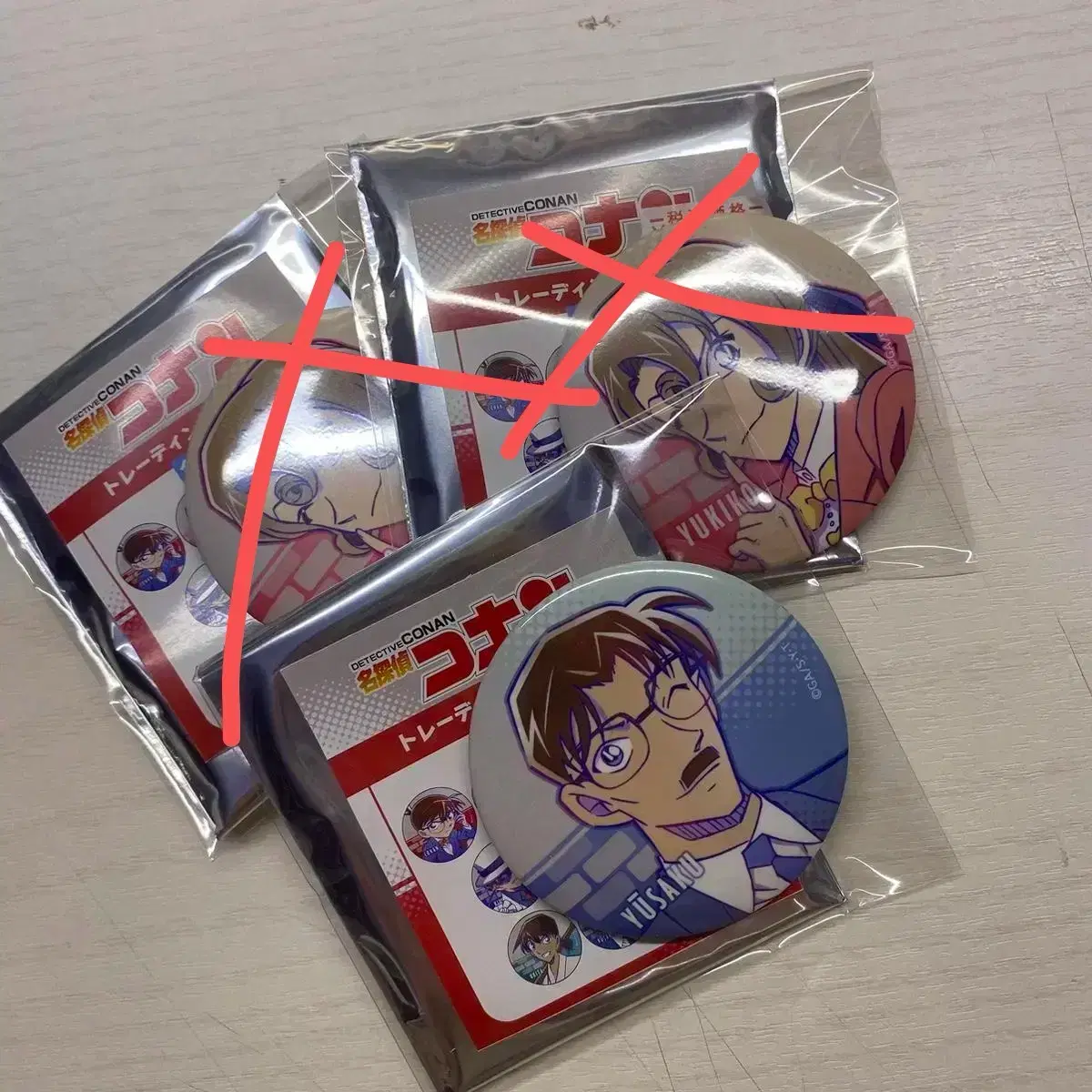 detective conan yuki yukiko yusaku individual wts conan badge conan mom and dad conan