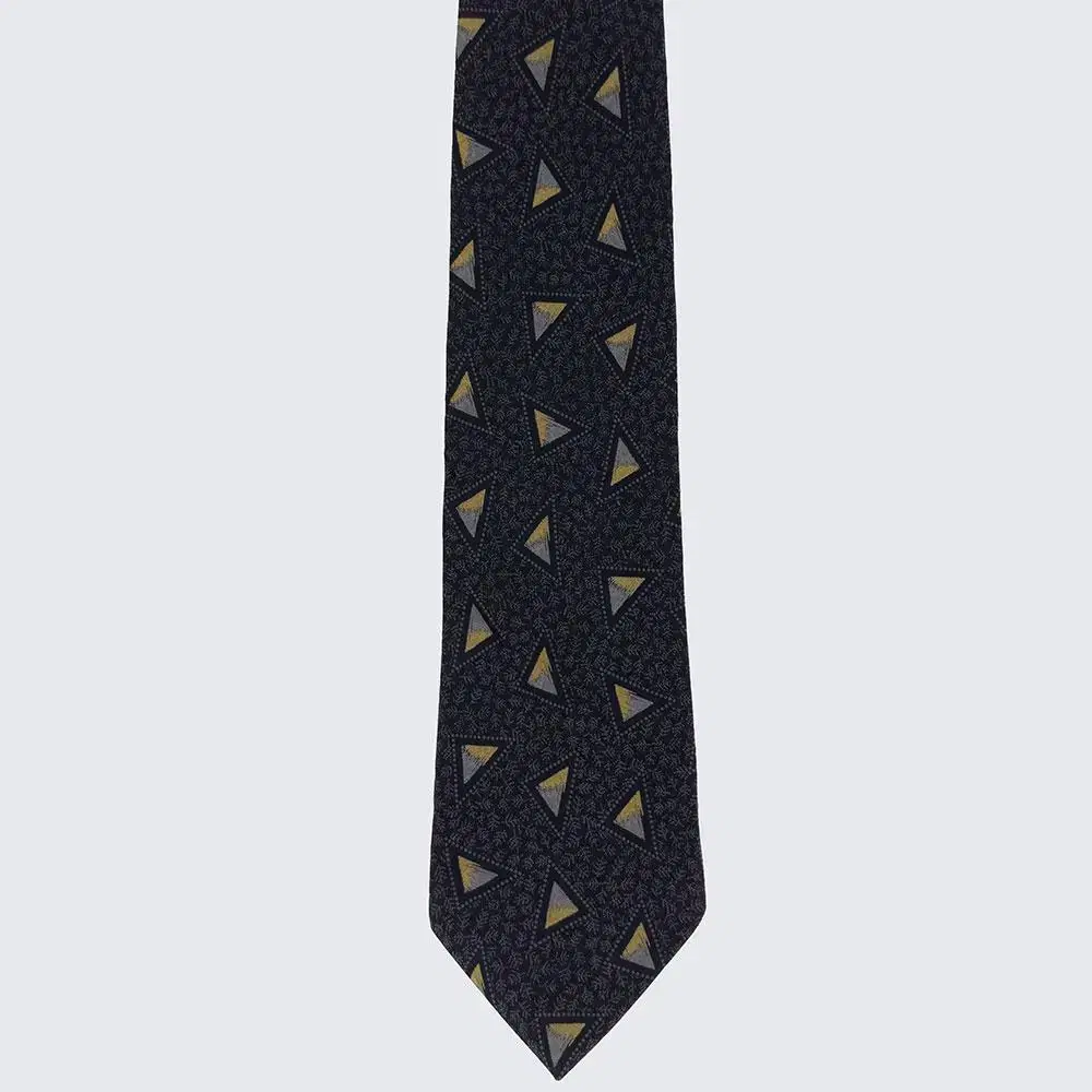 Ermenegildo Zegna Geometric Pattern Tie Silk Dog Vintage Classic (19720)