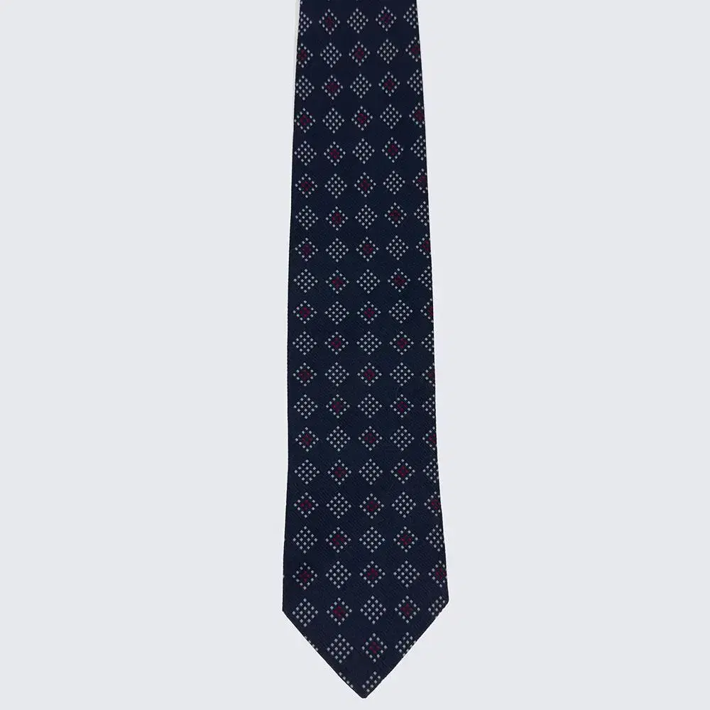 Ermenegildo Zegna Geometric Pattern Tie Silk Dog Vintage Classic (19728)