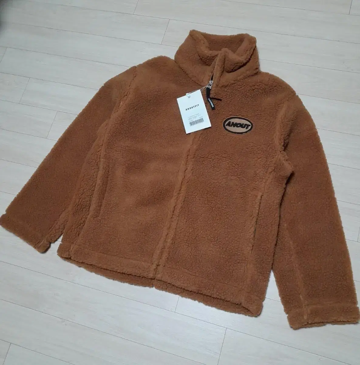 (NEW) Unoutfit Overfit Zip Jacket Brown (L)