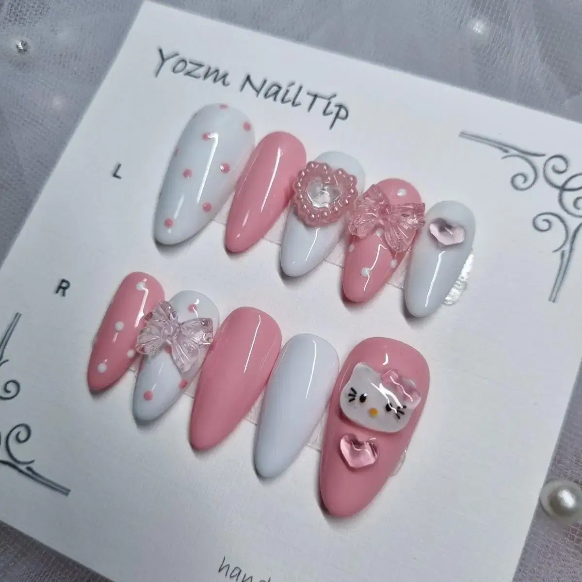 Yozm NailTip 핑크도트키티