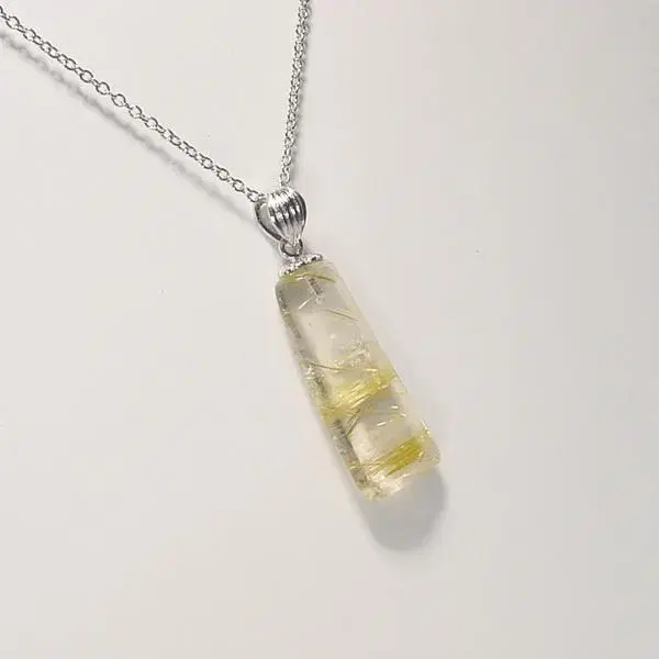 천연 침수정 금침수정 Rutilated quartz pendant