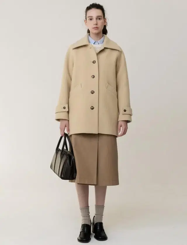 킨더살몬 Balmacaan Half Coat Butter-Beige