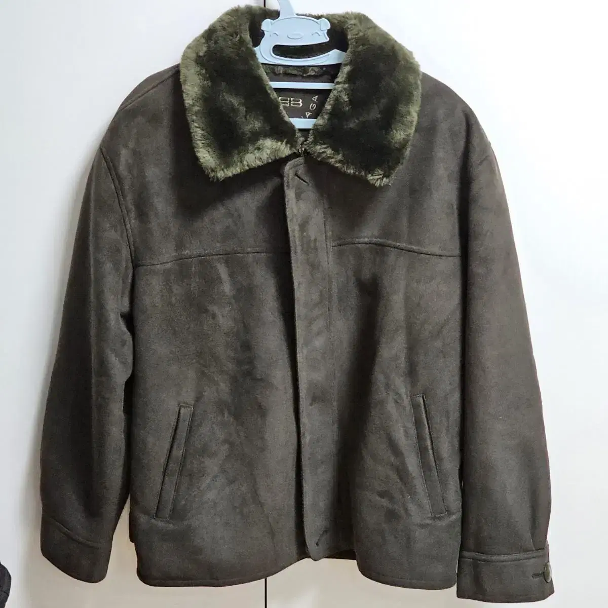 Balenciaga Deep green Mustang suede zip-up jacket