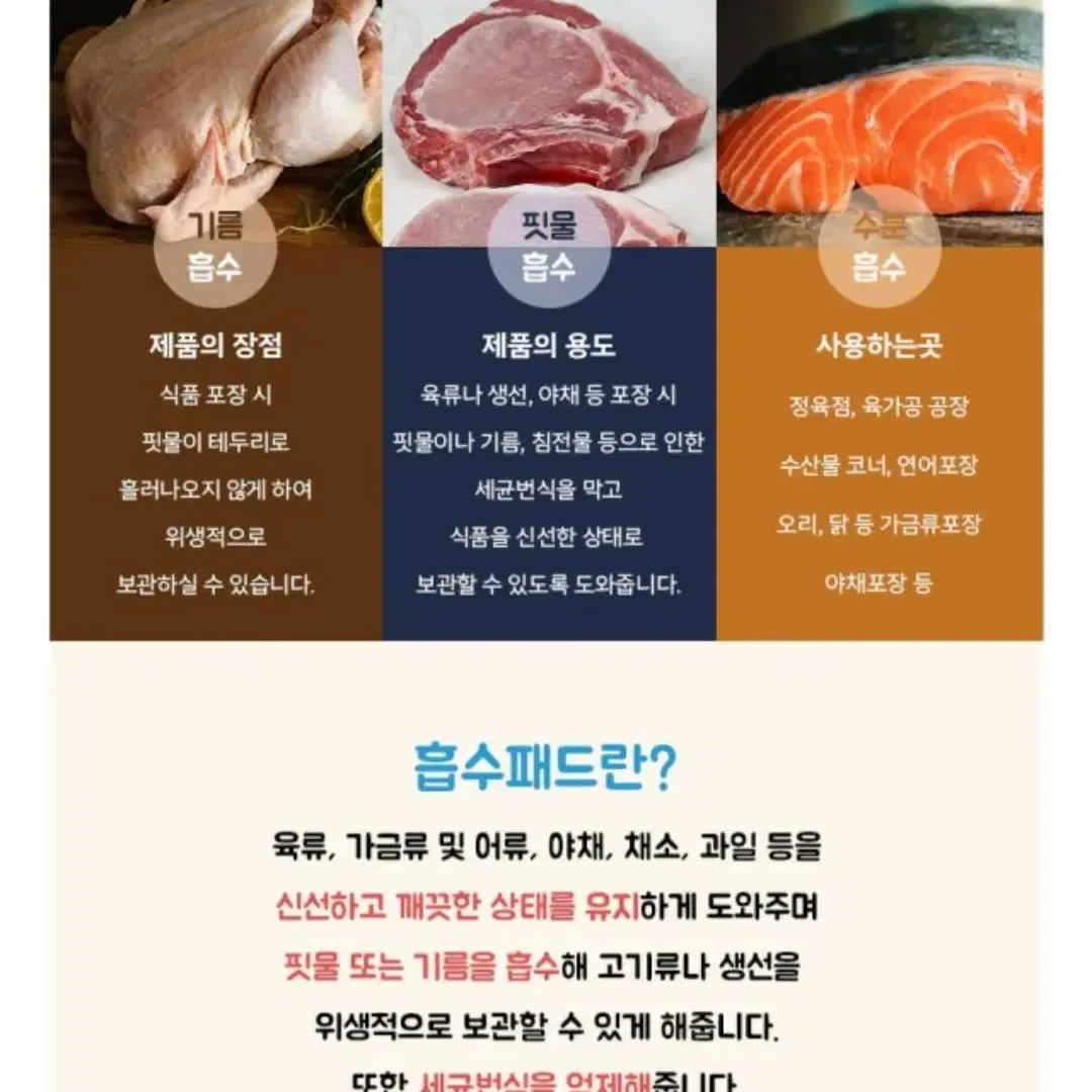 고기 핏믈제거 흡수패드 소량 신선습지 미트패드 정욱 흡수지 빼기 습포지