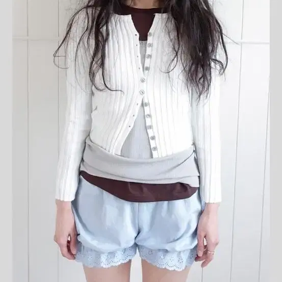 *샵페어리 ribbed button slim cardigan 슬림 가디건